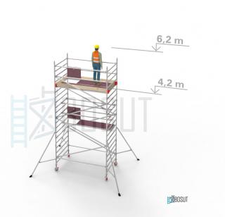 Hliníkové lešení Klimatek - výška 6,2 m (2,5 m x 1,45 m (d/š))