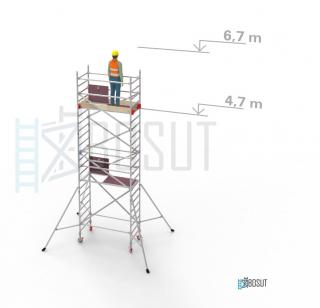 Hliníkové lešení Klimatek - výška 6,7 m (1,8 m x 0,85 m (d/š))