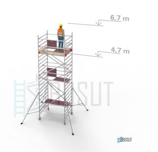 Hliníkové lešení Klimatek- výška 6,7 m (1,8 m x 1,45 m (d/š))