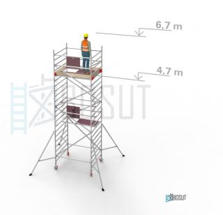 Hliníkové lešení Klimatek - výška 6,7 m (1,8 m x 1,45 m (d/š))