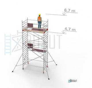 Hliníkové lešení Klimatek - výška 6,7 m (2,5 m x 1,45 m (d/š))