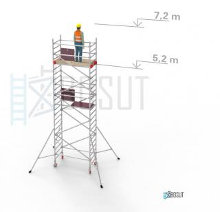 Hliníkové lešení Klimatek - výška 7,2 m (1,8 m x 0,85 m (d/š))