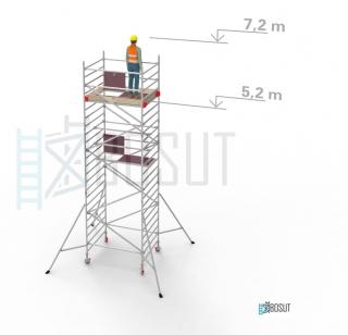 Hliníkové lešení Klimatek - výška 7,2 m (1,8 m x 1,45 m (d/š))