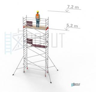 Hliníkové lešení Klimatek - výška 7,2 m (2,5 m x 0,85 m (d/š))