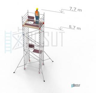 Hliníkové lešení Klimatek - výška 7,7 m (1,8 m x 1,45 m (d/š))