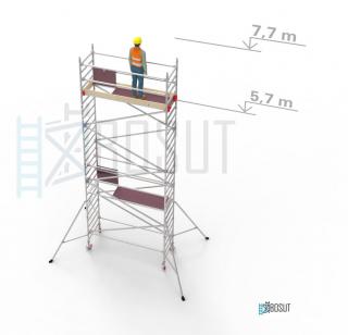 Hliníkové lešení Klimatek - výška 7,7 m (2,5 m x 0,85 m (d/š))