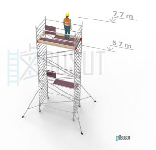 Hliníkové lešení Klimatek - výška 7,7 m (2,5 m x 1,45 m (d/š))