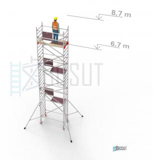 Hliníkové lešení Klimatek - výška 8,7 m (1,8 m x 0,85 m (d/š))