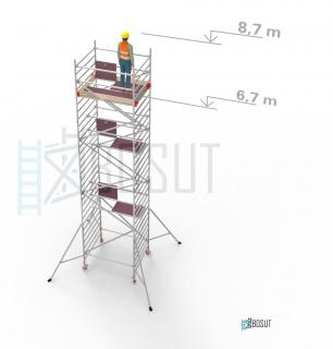 Hliníkové lešení Klimatek - výška 8,7 m (1,8 m x 1,45 m (d/š))