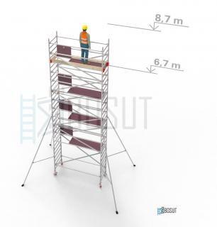 Hliníkové lešení Klimatek - výška 8,7 m (2,5 m x 0,85 m (d/š))