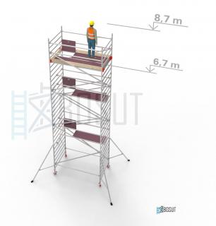 Hliníkové lešení Klimatek - výška 8,7 m (2,5 m x 1,45 m (d/š))