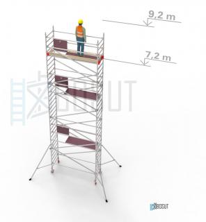 Hliníkové lešení Klimatek - výška 9,2 m (2,5 m x 0,85 m (d/š))