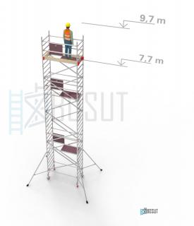 Hliníkové lešení Klimatek - výška 9,7 m (1,8 m x 0,85 m (d/š))