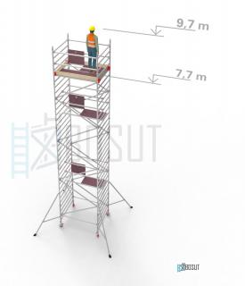 Hliníkové lešení Klimatek - výška 9,7 m (1,8 m x 1,45 m (d/š))