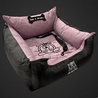 Autosedačka pro psy  Dám si chrupku Vuitton  pink Velikost: 60x60/45x45