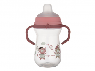 Canpol babies Hrneček se silikonovým pítkem FirstCup BONJOUR PARIS 250ml růžový