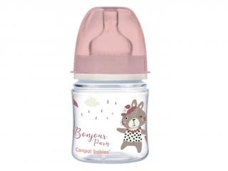 Canpol babies Lahev se širokým hrdlem BONJOUR PARIS 120ml růžová