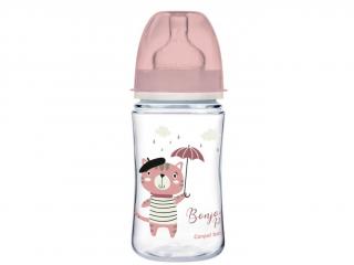 Canpol babies Lahev se širokým hrdlem BONJOUR PARIS 240ml růžová