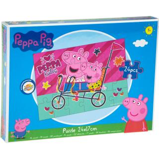 Puzzle Prasátko Peppa na kole 24 dílků