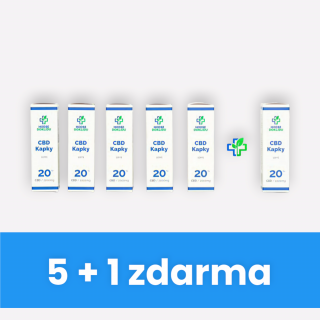 Půlroční kúra (5+1) CBD kapky 20% HODSEDOKLIDU v MCT Oleji Natural (0.0 THC)