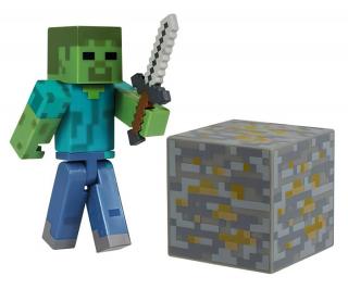 Figurka Minecraft Zombie Steve s příslušenstvím 7cm