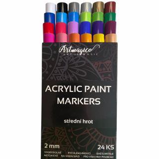 Artmagico Akrylový popisovač se středním hrotem (2 mm) 24 ks