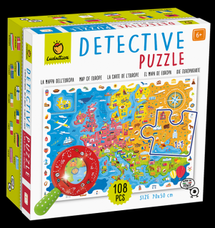 Ludattica - Detektivní puzzle s lupou, Mapa Evropy