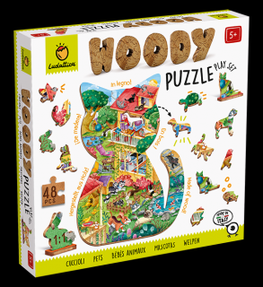 Ludattica - Dřevěné puzzle Domácí zvířátka - Woody