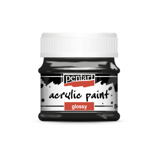 Pentart - akrylové barvy LESKLÉ 50 ml Barvy Pentart: černá