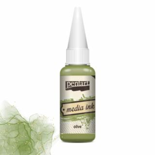 Pentart alkoholový inkoust Media Ink 20 ml Barvy Pentart: Olive