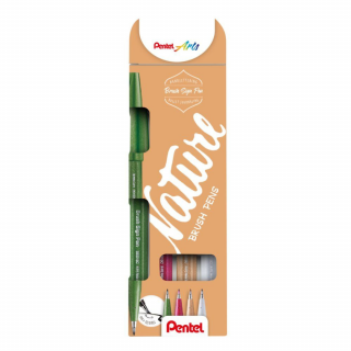 Pentel touch SES15N-4 Natural sada Brush Sign Pen