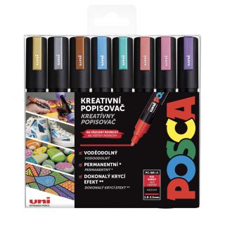 POSCA akrylový popisovač PC-5M Sada metalických barev 8 ks