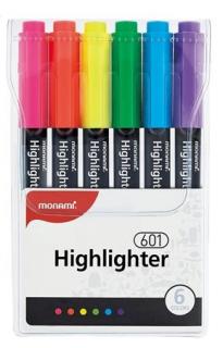 Zvýrazňovače Monami 601-6 sada FLUO Highlighter