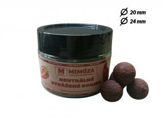 Mimóza Neutrálně vyvážené boilies Jahoda Průměr: 20 mm balení 250 ml