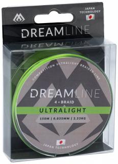 Pletená šňůra - DREAMLINE FLUO GREEN 0.047mm\3.87kg\150m - 1 cívka