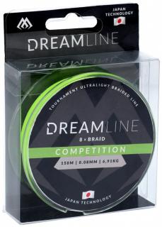 Pletená šňůra - DREAMLINE FLUO GREEN 0.10mm\8.73kg\150m - 1 cívka