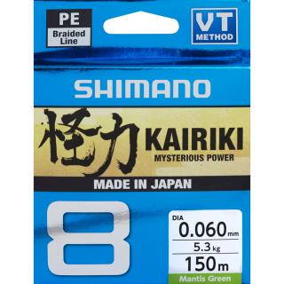 Shimano splétaná šňůra Kairiki 8 150m Mantis Green 0.060mm/5.3kg