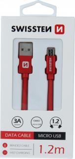 Datový kabel swissten textile usb / micro usb 1,2 m červený