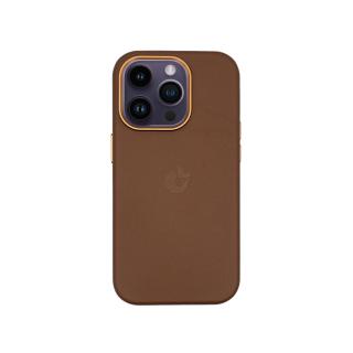 LEATHER kožený kryt s MagSafe na iPhone 12 - Cognac Brown