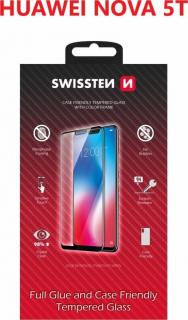 Sklo swissten full glue, color frame, case friendly pro huawei nova 5t černé