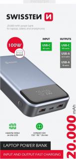 Swissten power bank 20000 mah 100w power delivery pro notebooky