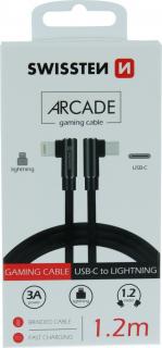 Textilní datový kabel swissten arcade usb-c / lightning 1,2 m černý