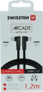 Textilní datový kabel swissten arcade usb-c / usb-c 1,2 m černý