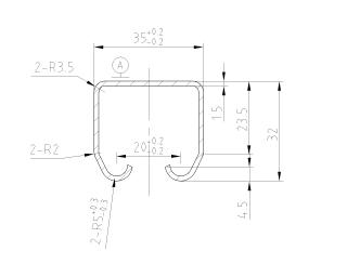 Kolejnice pro závěsné brány - 2,9 m 35x32 mm (1,5mm)