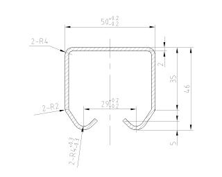 Kolejnice pro závěsné brány - 2,9 m 50x46 mm (2mm)