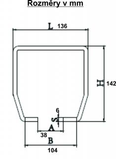 Vodící profily (3m) - Bez povrchové úpravy 136x142 mm (8 velkých koleček)