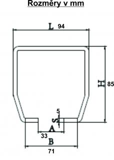 Vodící profily (3m) - Bez povrchové úpravy 94x85 mm (8 středních koleček)