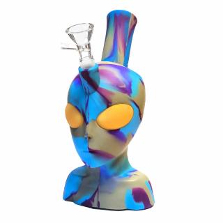 Silicone Bong Alien Head Blue 20cm