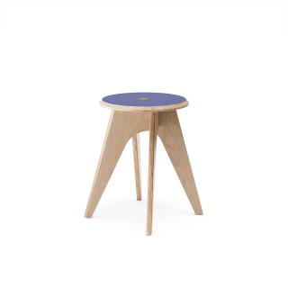 Štokrle Stool —  překližka modré Forbo