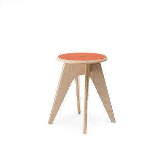 Štokrle Stool — překližka oranžové Forbo